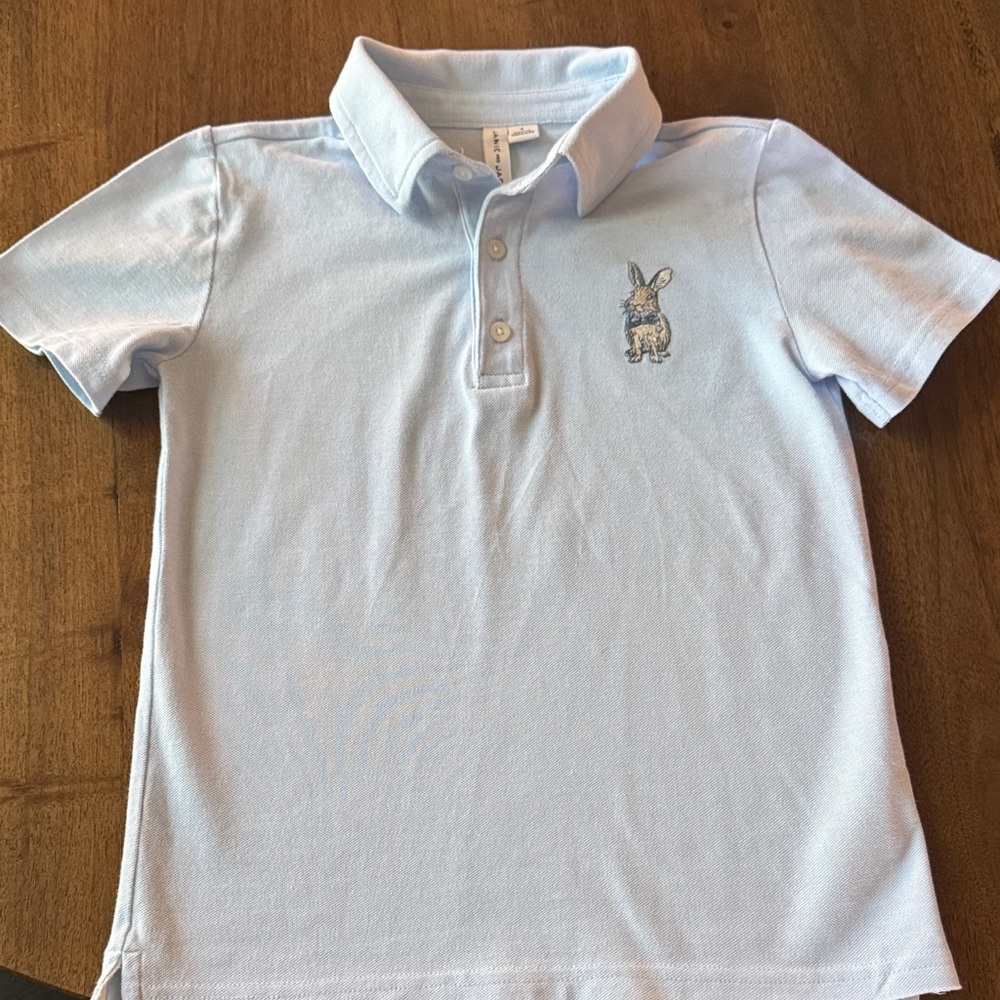Janie and Jack Pale Blue Polo with Bunny Patch